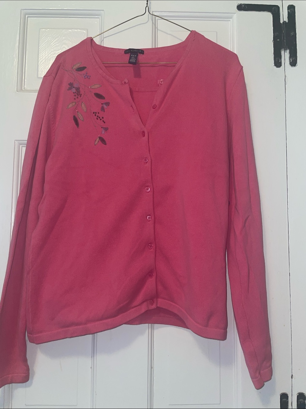Vintage Y2K 2000s GAP Matching Knit Cardigan Tank Set Size L with embroidery